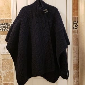 Stunning navy wool wrap poncho!